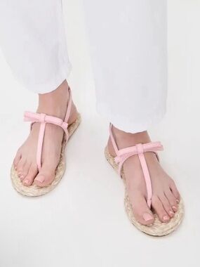 Stuart Weitzman Pink T-Strap Espadrille Sandals